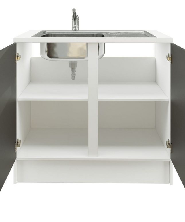 JD Greta 1000mm Utility Room Sink Unit With Tap Kitchen Base Cabinet - Dark Grey