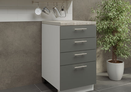 JD Greta Adjustable Legs Kitchen Drawer Unit 500mm - Grey  Matt (With Worktop)
