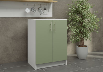 JD Greta Fixed Height Kitchen Base Unit 600mm - Sage Green Matt