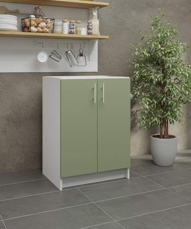 JD Greta Fixed Height Kitchen Base Unit 600mm - Sage Green Matt