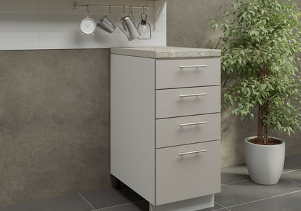 JD Greta Kitchen Adjustable 400mm Drawer Cabinet - Cashmere Matt with Worktop