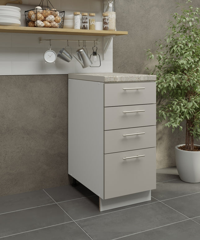 JD Greta Kitchen Adjustable 400mm Drawer Cabinet - Cashmere Matt with Worktop