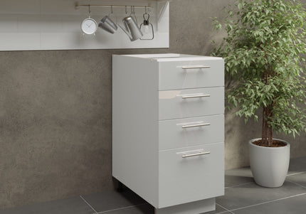 JD Greta Adjustable Legs Kitchen Drawer Unit 400mm - White Gloss