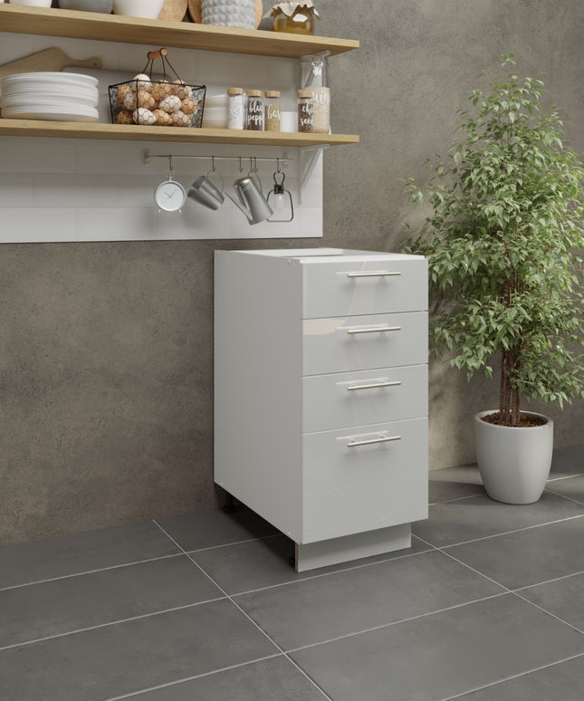 JD Greta Adjustable Legs Kitchen Drawer Unit 400mm - White Gloss
