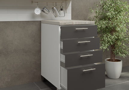 JD Greta Adjustable Legs Kitchen Drawer Unit 500mm - Dark Grey  (With Worktop)