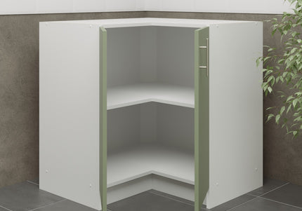 JD Greta Kitchen Fixed Height  800mm Corner Base Cabinet - Sage Green Matt