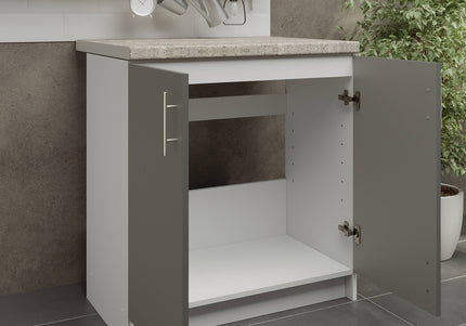 JD Greta Kitchen Sink Unit Fixed Height 800mm Cabinet – Grey Matt With Worktop