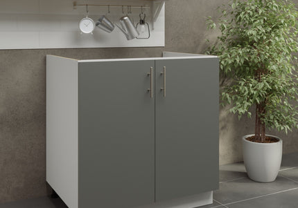 JD Greta Adjustable Legs Kitchen Sink Unit 800mm  - Grey Matt