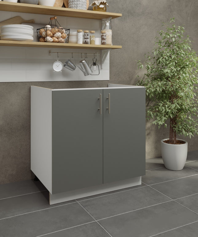 JD Greta Adjustable Legs Kitchen Sink Unit 800mm  - Grey Matt