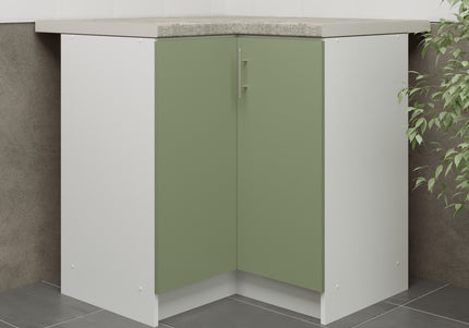 JD Greta Kitchen Fixed Height  800mm Corner Cabinet - Sage Green Matt, Worktop