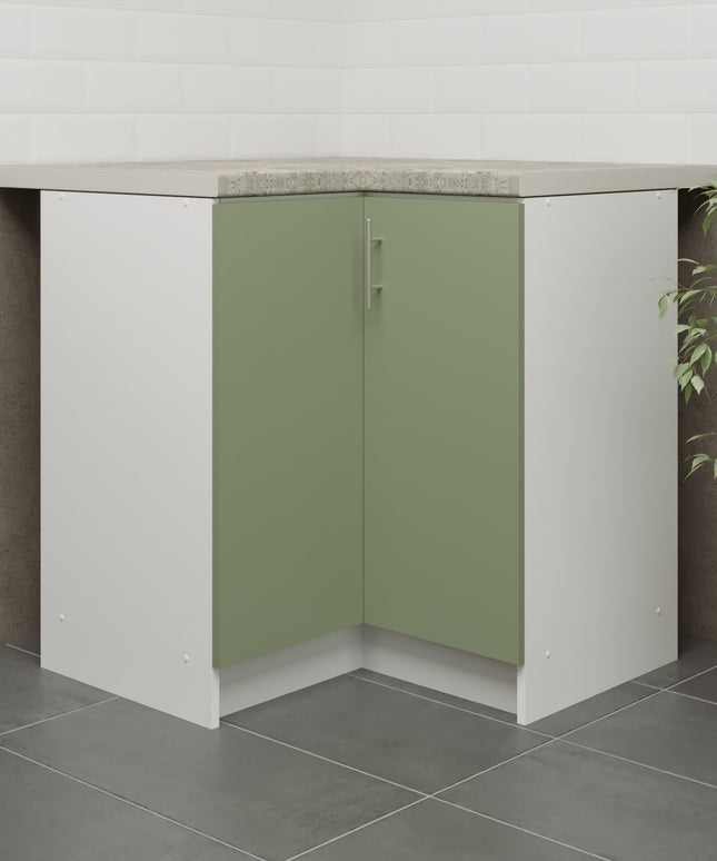 JD Greta Kitchen Fixed Height  800mm Corner Cabinet - Sage Green Matt, Worktop
