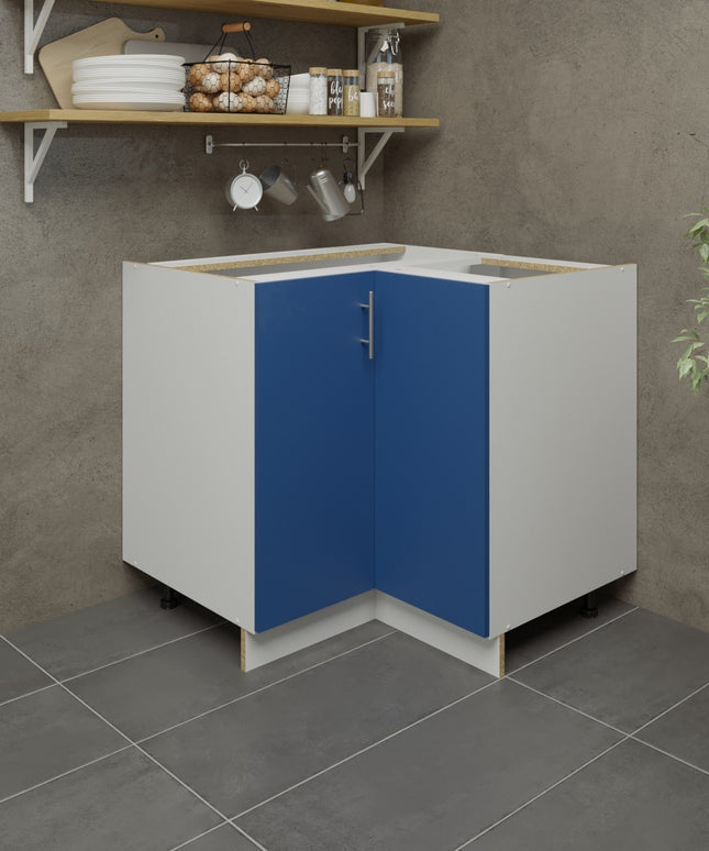 JD Greta Kitchen Adjustable 900mm Corner Base Cabinet - Navy Matt