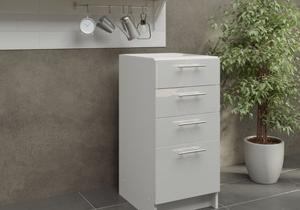 JD Greta NOT Adjustable Kitchen Drawer Unit 400mm - White Gloss