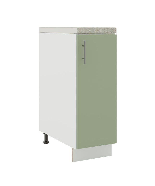JD Greta Kitchen Adjustable 300mm Base Cabinet - Sage Green Matt with Worktop