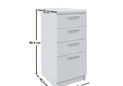 JD Greta Kitchen Fixed Height 400mm Drawer Cabinet - Navy Matt With Worktop