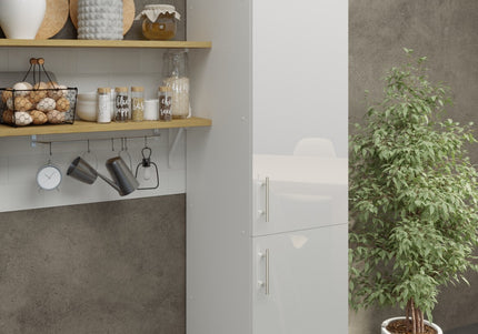 JD Greta NOT Adjustable Kitchen Tall Larder Unit 400mm - White Gloss