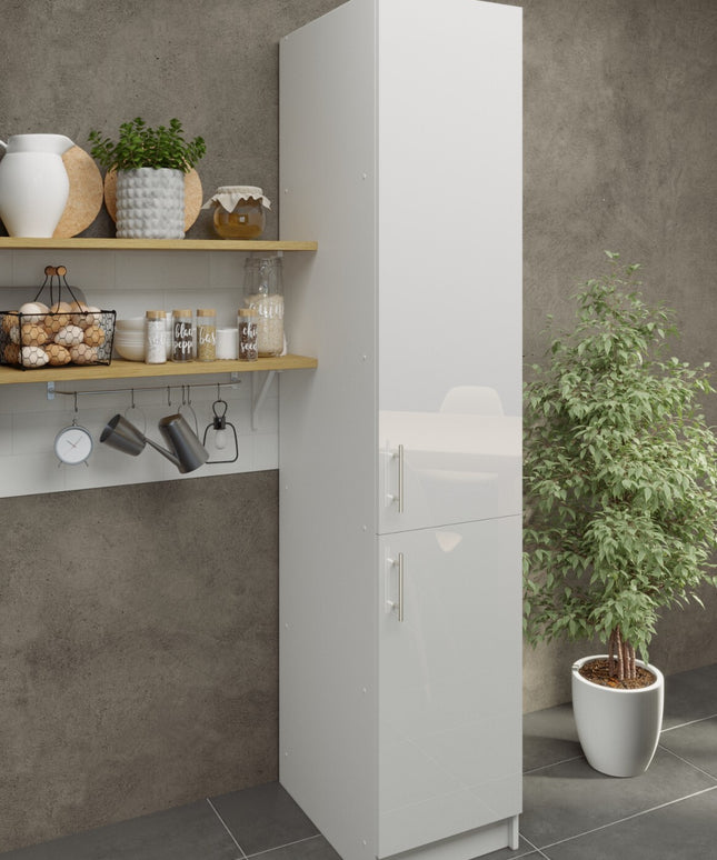 JD Greta NOT Adjustable Kitchen Tall Larder Unit 400mm - White Gloss