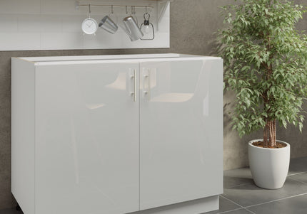 JD Greta Adjustable Legs Kitchen Base Unit 1000mm - White Gloss