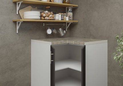 JD Greta Adjustable Legs Kitchen Corner Unit - Dark Grey Matt (With Worktop)