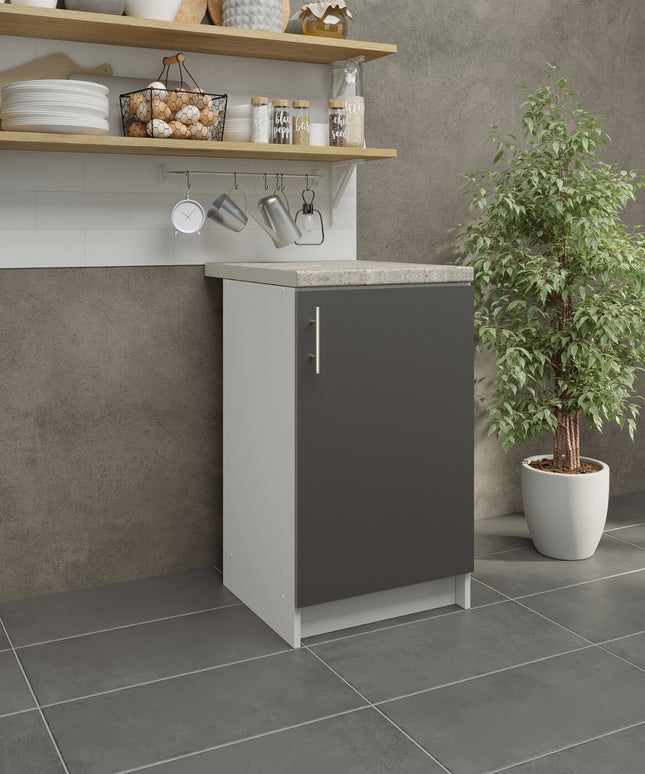 JD Greta NOT Adjustable Kitchen Base Unit 500mm - Dark Grey Matt (With Worktop)