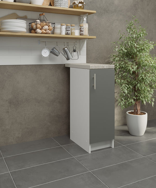 JD Greta NOT Adjustable Kitchen Base Unit 300mm - Grey Matt (With Worktop)