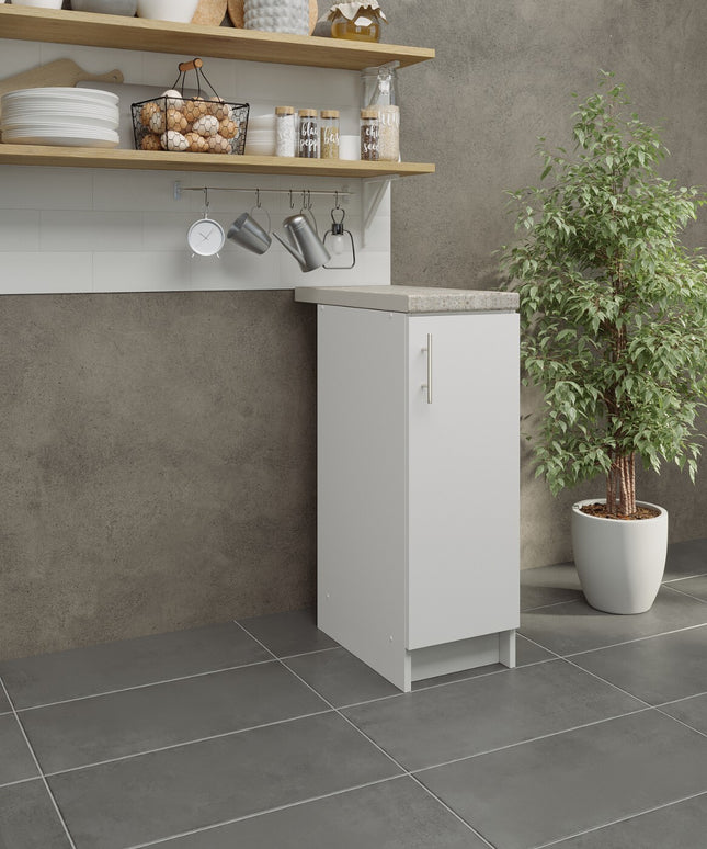 JD Greta NOT Adjustable Kitchen Base Unit 300mm - White Matt (With Worktop)