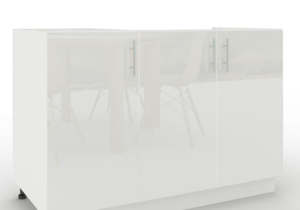 JD Greta Adjustable Legs Kitchen Sink Unit 1200mm  - White Gloss