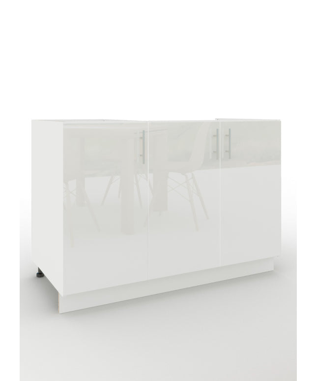 JD Greta Adjustable Legs Kitchen Sink Unit 1200mm  - White Gloss