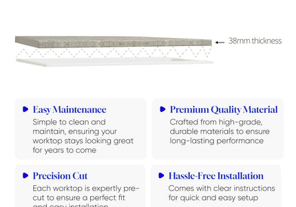 JD Greta Kitchen Adjustable 1000mm Base Cabinet - Cashmere Matt with Worktop