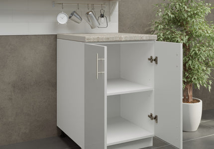 JD Greta Adjustable Kitchen Base Unit 600mm - White Gloss (With Worktop)