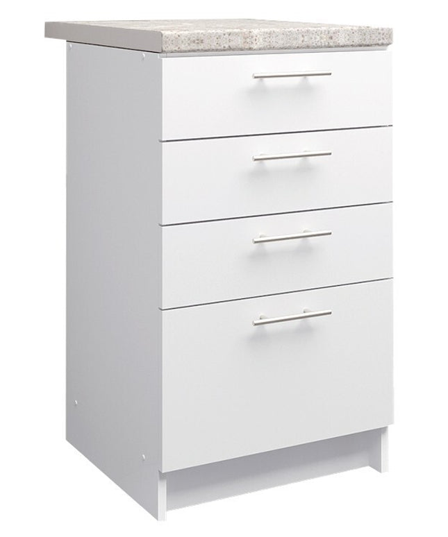JD Greta Kitchen Base Drawer Unit 500mm Cabinet - White Matt (With Worktop)