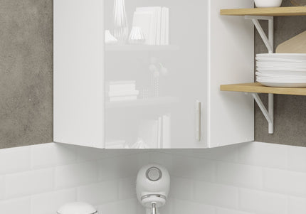 JD Greta Kitchen Wall Corner Unit Cabinet - White Gloss