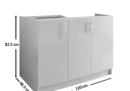 JD Greta Kitchen Fixed Height 1200mm Sink Base Cabinet - Sage Green Matt
