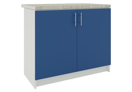 JD Greta Kitchen Fixed Height 1000mm Sink Base Cabinet - Navy Matt With Worktop