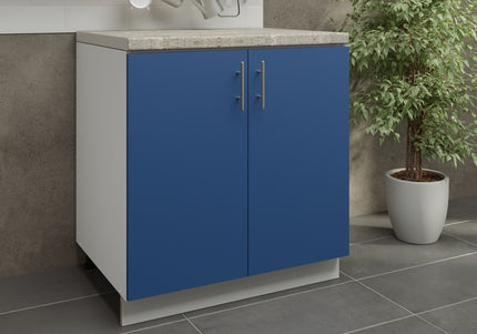 JD Greta Kitchen Adjustable 800mm Sink Base Cabinet - Navy Matt with Worktop