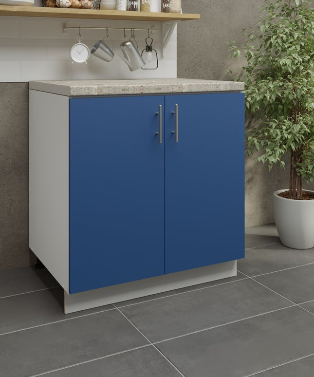 JD Greta Kitchen Adjustable 800mm Sink Base Cabinet - Navy Matt with Worktop