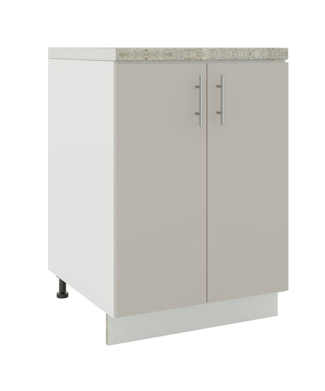 JD Greta Kitchen Adjustable 600mm Base Cabinet - Cashmere Matt with Worktop