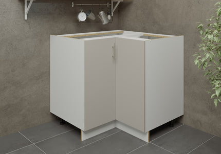 JD Greta Kitchen Adjustable 900mm Corner Base Cabinet - Cashmere Matt