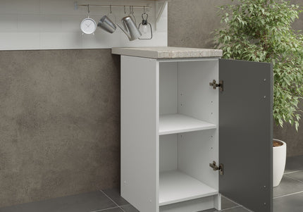 JD Greta NOT Adjustable Kitchen Base Unit 400mm - Grey Matt (With Worktop)