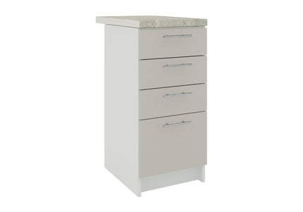 JD Greta Kitchen Fixed Height 400mm Drawer Cabinet - Cashmere Matt With Worktop