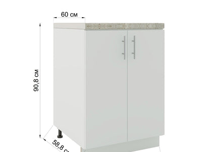 JD Greta Kitchen Adjustable 600mm Base Cabinet - Sage Green Matt with Worktop