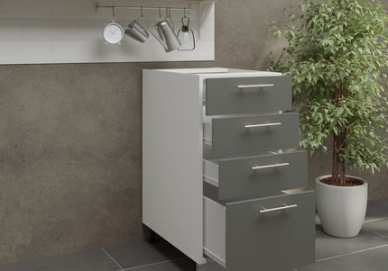 JD Greta Adjustable Legs Kitchen Drawer Unit 400mm - Grey Matt