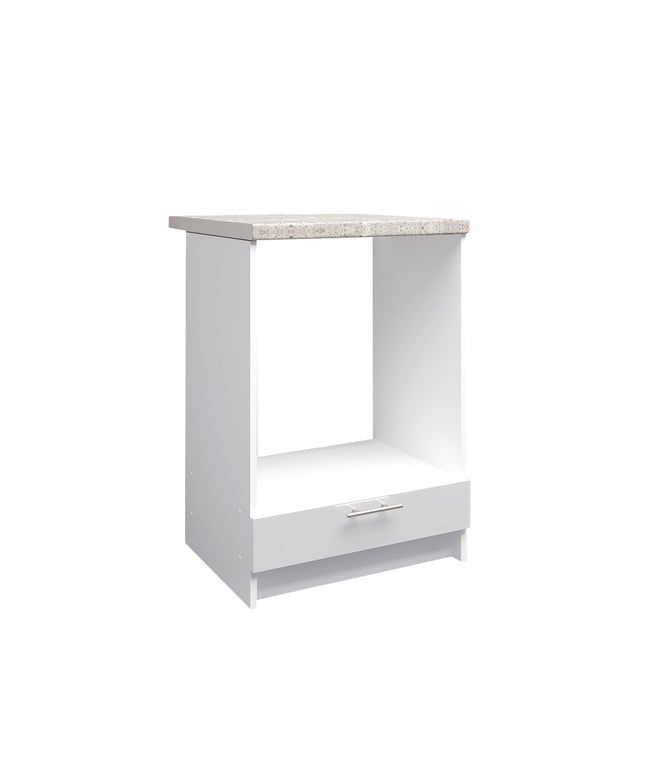 JD Greta NOT Adjustable Kitchen Oven Unit 600mm - White Gloss (With Worktop)