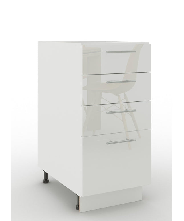 JD Greta Adjustable Legs Kitchen Drawer Unit 400mm - White Gloss