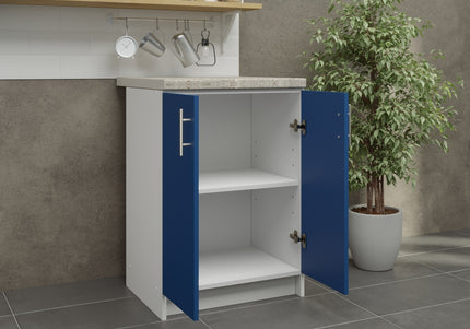 JD Greta Fixed Height Kitchen Base Unit 600mm - Navy Matt With Worktop