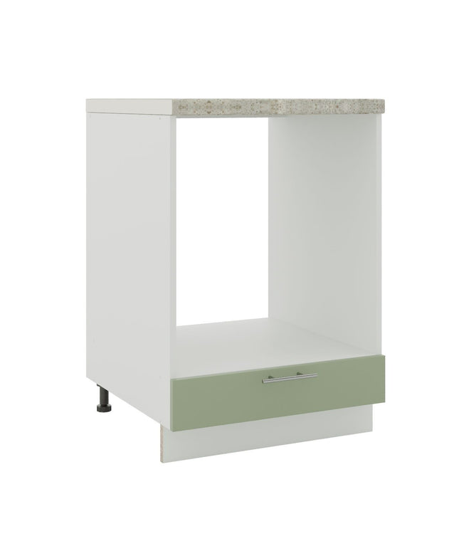 JD Greta Kitchen Adjustable 600mm Oven Cabinet - Sage Green Matt with Worktop
