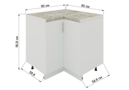 JD Greta Kitchen Adjustable 900mm Corner Cabinet - Sage Green Matt with Worktop