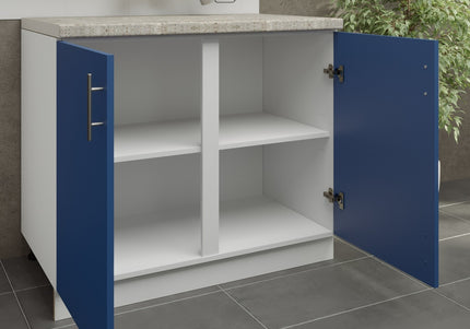 JD Greta Kitchen Adjustable 1000mm Base Cabinet - Navy Matt with Worktop