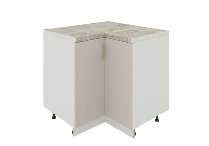 JD Greta Kitchen Adjustable 900mm Corner Cabinet - Cashmere Matt with Worktop