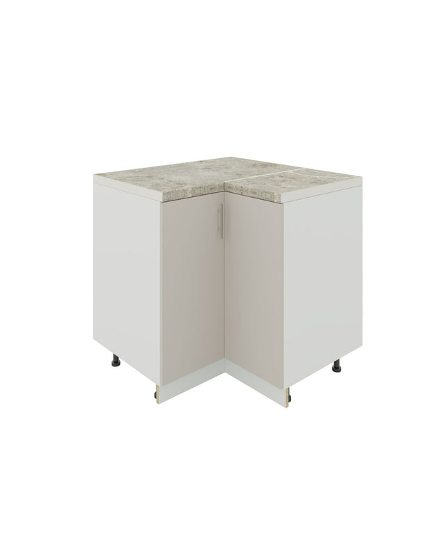 JD Greta Kitchen Adjustable 900mm Corner Cabinet - Cashmere Matt with Worktop